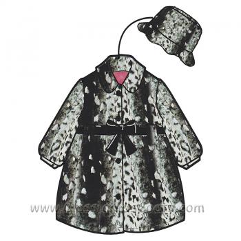 Image of Widgeon Arctic Leopard Exquisite Soft Faux Fur Bow Front Coat w/Matching Hat (Size 3)